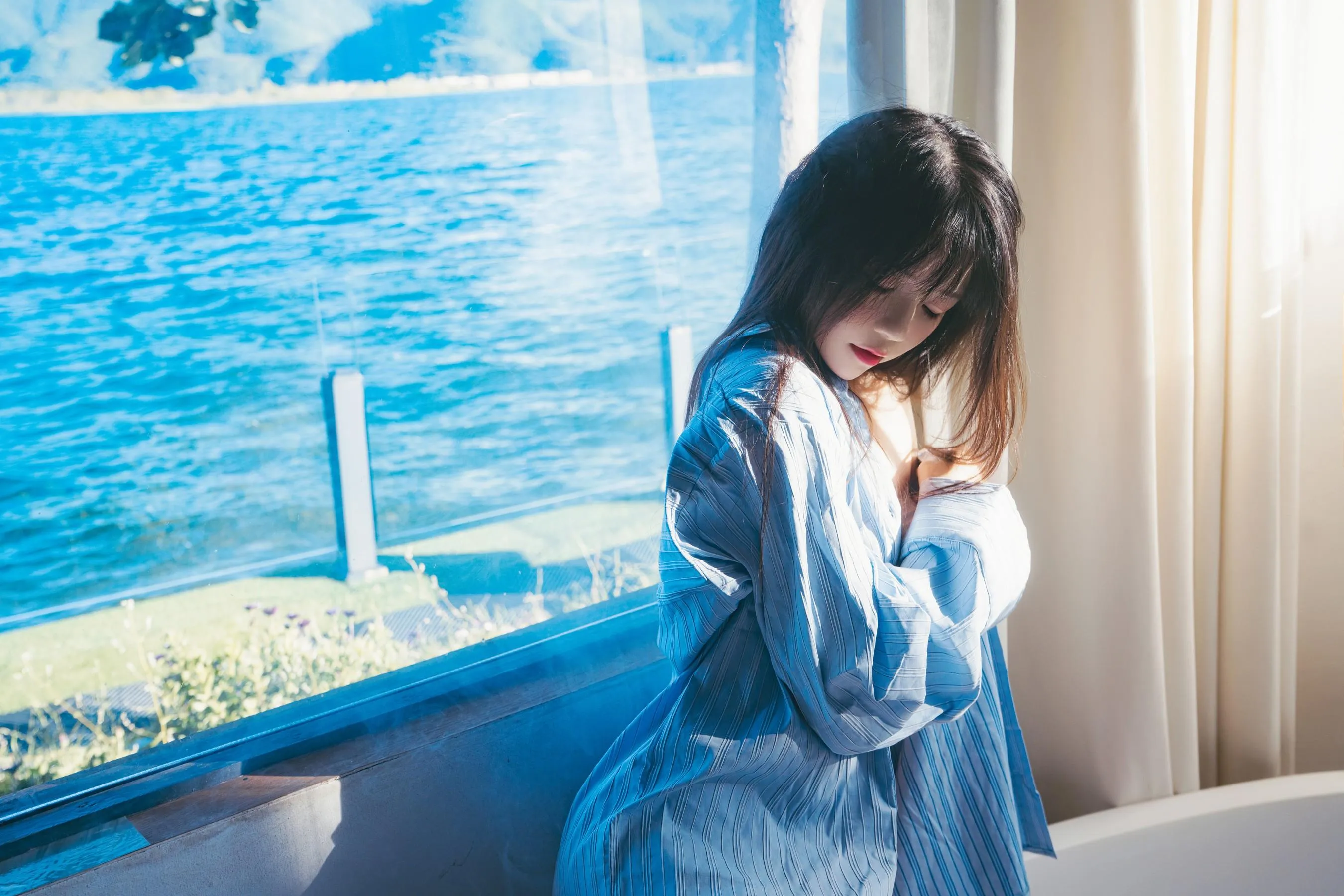 桜桃喵 – NO.159 蓝衬衫 [45P]插图2